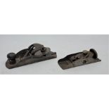 A metal block plane, possibly being an early Stanley, with Stanley cutter, sole 7 5/16in.,