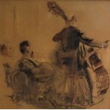 Robert Hermann Sterl (German 1884-1932), Musicians from the Dresden Orchestra, a pastel sketch on