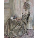 Ethel Gabain (1883-1950), Portrait of a seated bride, oil on board, signed lower right, 50cm x 40cm,