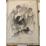 A  1904 pencil sketch “is she alive” signed Skelton