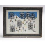 An original Gordon Barker painting; Its Been Snowing. Signed lower right. Frame size approx 46cm x