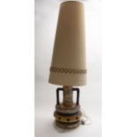 West German lamp plus original shade. Height approx 120cm with shade, approx 44cm minus shade.