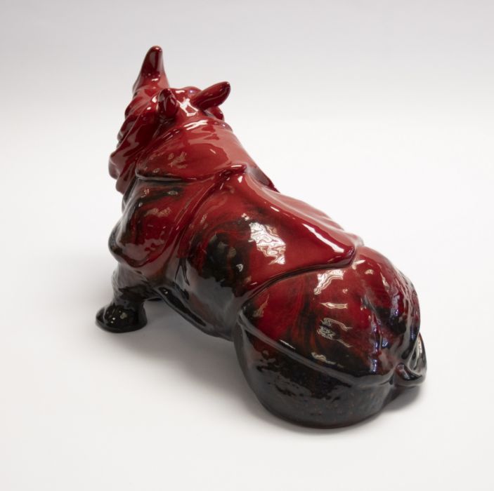 Large Royal Doulton Flambe rhino, 23cms high approx, 44cms approx, good condition - Bild 2 aus 3