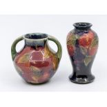 Two Moorcroft pieces including Pomegranate patterns: small baluster vase, signed, approx.10cm