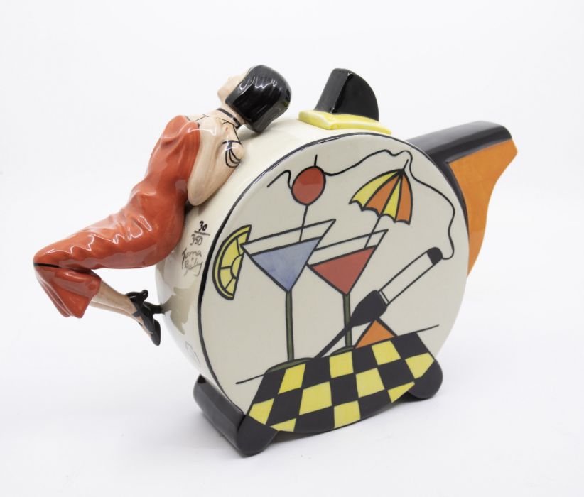 Lorna Bailey Old Ellgreave Pottery limited edition, 30/350, coffee pot with Art Deco lady handle. - Image 2 of 3