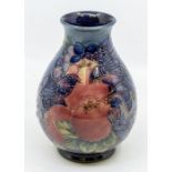 Moorcroft pottery: A Moorcroft 'Finch Blue' design baluster vase circa 1994. Height approx 19cm.