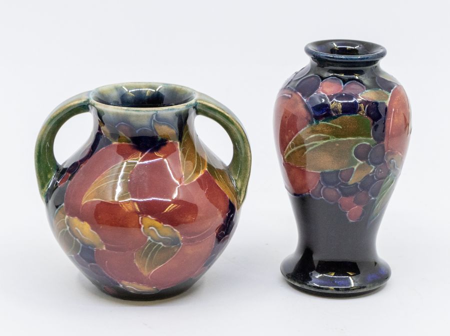 Two Moorcroft pieces including Pomegranate patterns: small baluster vase, signed, approx.10cm - Image 2 of 3