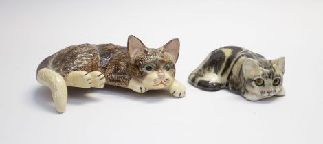 Winstanley cat in a resting position plus one other cat. Length of Winstanley cat approx 20cm.