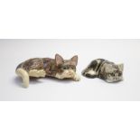 Winstanley cat in a resting position plus one other cat. Length of Winstanley cat approx 20cm.