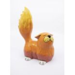 A Lorna Bailey 'Marmalade' cat ornament in orange glaze, signed, approx. 25cm high. Condition: good