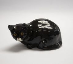 Winstanley black & white cat in a seated position. Length approx 28cm. Signature and number 5 to the