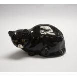 Winstanley black & white cat in a seated position. Length approx 28cm. Signature and number 5 to the