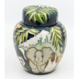 Moorcroft pottery: A limited edition Noahs Ark ginger jar and cover, number 156. Height approx 15cm.
