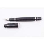 A Mont Blanc Bohème fountain pen, black lacquer body with silvered band detail, with 14kt white gold