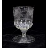 A late 17th or early 18th century Bohemian diamond point engraved glass, the round funnel bowl