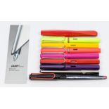 A collection of Lamy pens, including fountain and roller ball; and a Pelikan fountain pen (9)