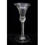 An 18th century multi series air twist stem wine glass, circa 1780, made in Saxony, large bell