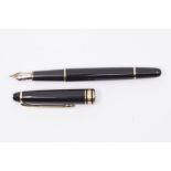 A Mont Blanc Meisterstuck fountain pen, black lacquer body with gilt band detail, signed '