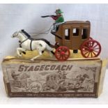 Diecast: A boxed vintage diecast Stagecoach, Made in England by John Hill and Co. Ref: M30. Brown