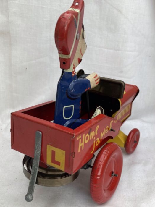 Tinplate: A vintage clockwork tinplate ‘Crazy Jeep’ x 2, made in England by Lawley Toys, one is - Image 3 of 5