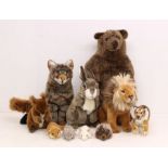Bears: A collection of assorted animal plush toys to include: bear, lion, mice, cat, and others.