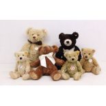 Steiff: A collection of six unboxed assorted Steiff bears to include: 672583, 113536, 662423,