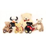 Merrythought: A collection of four Merrythought bears and plush together with a Deans bear and one
