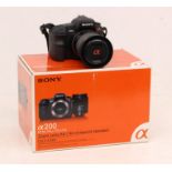 Sony: A boxed Sony A200 digital camera body, 2305006, visually appears in good order, untested, in