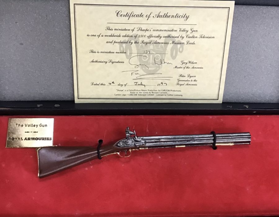 Limited Edition Royal Armouries miniature Volley Gun, made from metal and hand finished, in Original