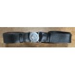 SS HEER Officers combat belt, 4th SS-Polizei Division black leather & aluminium buckle with full
