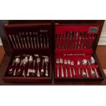 An ‘Oneida’ silver plated 44-piece Canteen of Cutlery in fitted case and a stainless steel canteen