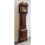 A Longcase clock, the square brass dial inscribed “Bell, Uttoxeter”, 30-hour movement, in an oak