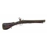 A fine flintlock blunderbuss, with brass bell-mouthed barrel decorated at the muzzle with