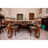 A Victorian mahogany large and extending dining table circa 1860-70, rounded rectangular, moulded