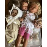 Large quantity of Vintage dolls in large box for Dressing and display -various conditions as shown (