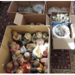 6 boxes of mixed china and glass, to include crested ware, box of figures of children, collectors