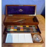 A Robert Nicholls Reeves and Son  Edwardian mahogany  boxed water colour paint set with full set