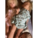 Box of Large and medium composition old mannequin 1950s dolls no others( selection) for dressing and