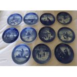 Set of 11 Royal Copenhagen Christmas plates Ranging from 1967 to 1981 All in good condition 18cm