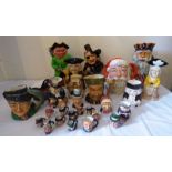 job lot of Character / Toby jugs to include Father Neptune , Farther Xmas , Martha Gunn, as well