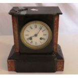 A 19th Century marble lacquered mantle 8-day clock, model number 12755, 4inch dial, Roman
