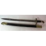 Lancaster sword bayonet 1855 pattern, pipe-back blade and spear point tip. For the Lancaster Carbine