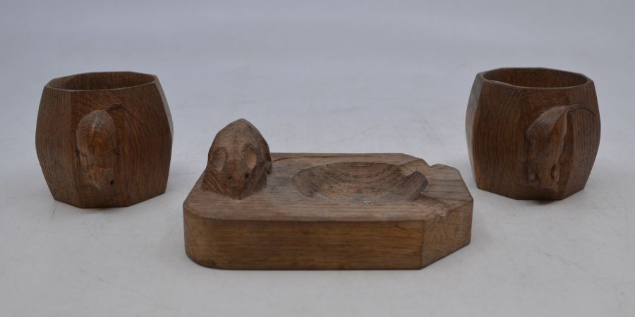 Workshops of Robert Mouseman Thompson, a pair of oak octagonal napkin rings, 5cm(H); together with - Image 2 of 3