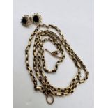 An unmarked yellow metal chain (as found - no clasp) approxmate weight 7.4 grams plus a pair of