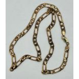 A 9ct gold Figaro chain necklace, gross weight approximately 28.8 grams. (1)