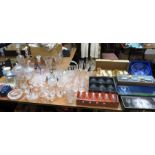 Large collection of mostly crystal mixed glassware to include vases, glasses bowls boxed sets and