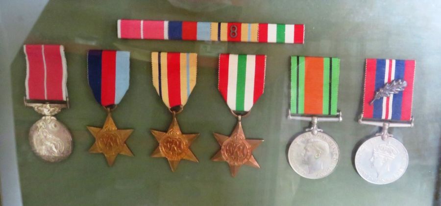 A framed group of WWII medals awarded to Staff SGT Clarence Kall . Royal Army Corps. To include - Image 3 of 4