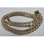 A 9ct gold unusual link chain in as found condition due to missing clasp. Gross weight approximately