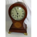 A Victorian mahogany and satinwood strung fusee movement mantle clock by Arnold & Lewis, Manchester,