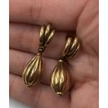 A pair of 9ct gold hollow drop earrings. Gross approximate weight 3.5 grams. (1)